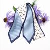 Silk Scarf Bag Handle Blue Solid Pointed Hair Band Small Fragrant Style Ribbon