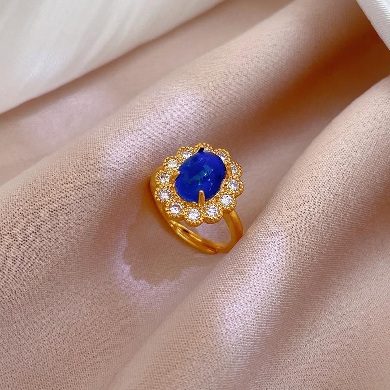 316L Stainless Steel  Irregular Zircon Layer Ring For Women Exquisite Vintage Handmade Jewelry