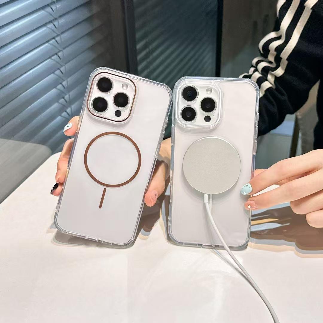 

Applicable To IPhone 16PM Transparent Acrylic Apple 14 Thin Circle Magnetic Suction Phone Case 15 Full-inclusive Protection Case Apple 16Plus