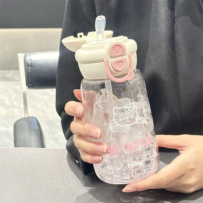500ml Hello Kitty Brčko Kelímek Roztomilý Přenosný Plastový Kelímek Jednoduchý Studentský Dvojitý Kelímek na Pití Sportovní Nepropustný Kelímek na Vodu Dárek pro Dívky