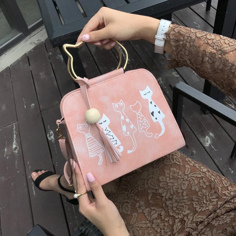 1pc Fashion Accessories Messenger Bag Women Handbags Cat Pattern Shoulder Crossbody Bag