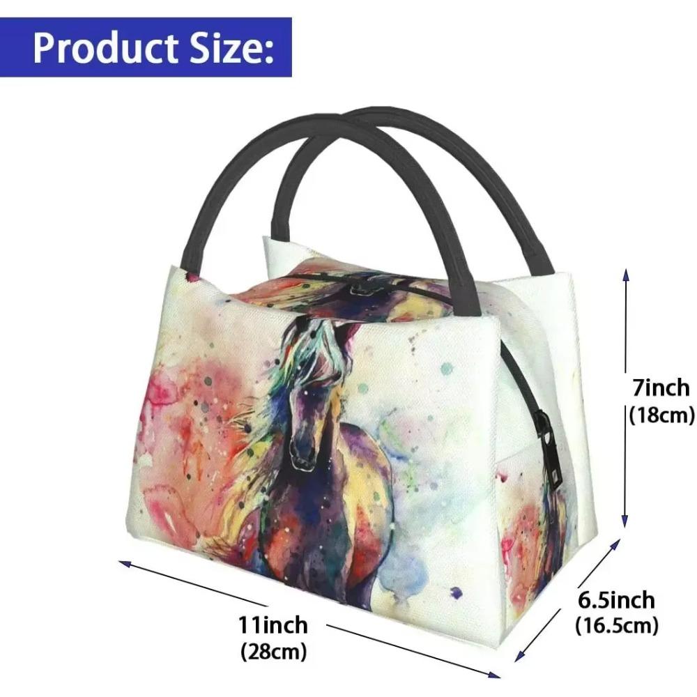 Watercolor Horse Lunch Bag Tote Bag Lunch Bag for Men Women Lunch Box Reusable Insulated Lunch Container Work Pinic or Travel