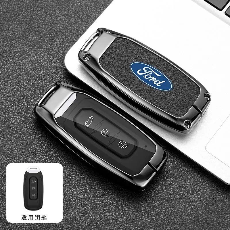 

Car Sticker 2026 Ford Leather Car Smart Key Case Cover Shell Keyless Protector Holder Fob For Ford Territory EV Keychain Keyless