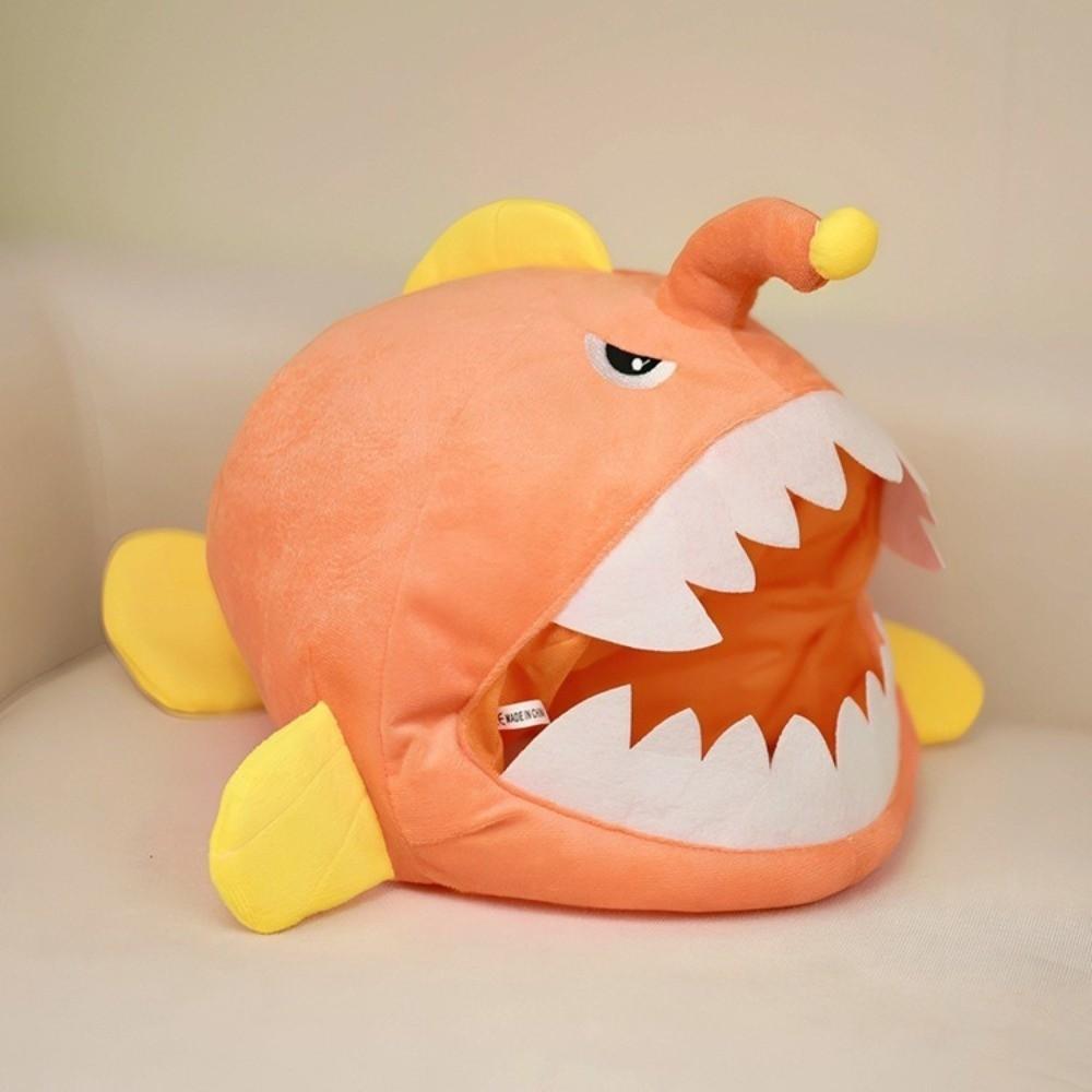 Open Mouth Plush Anglerfish Hat Soft Skin-friendly Fish Cosplay Cap Party Photo Prop Hat Halloween