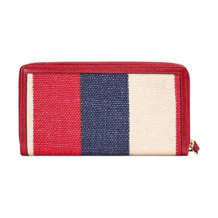 Gucci Logo Print Color Block Long Zipper Canvas And Leather Wallet Women Wallet Red Blue Beige 524790-9SBCG-9093