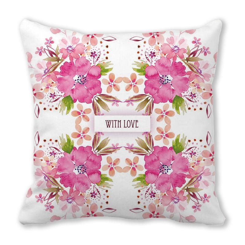 Happy Valentine's Day Theme Digital Printing Short Plush Pillow Covers for Car Sofa Office Cushion Cover Home Goods 60x60cm