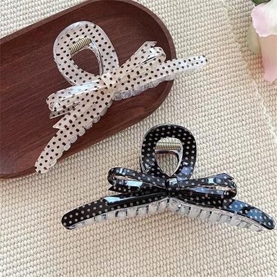 Polka Dot Acetat Schleife Haarklammer Groß Größe Kunststoff Haifischklammern Süß Elegant Damen Haaraccessoires