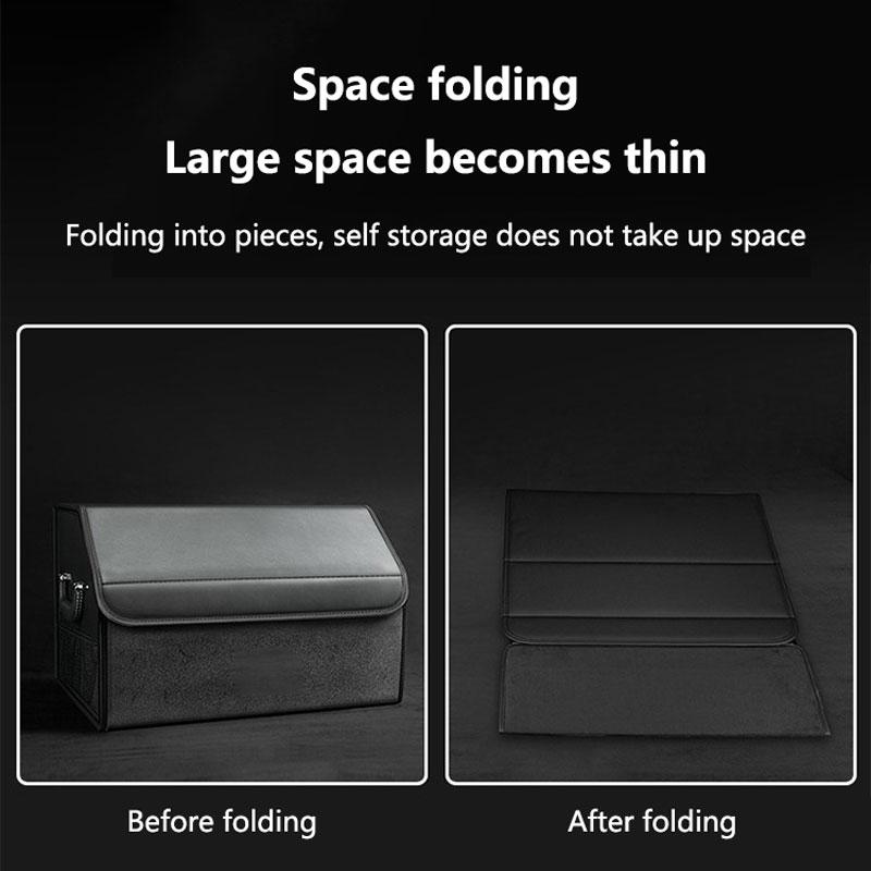 Car Suede Trunk Organizer Large Capacity Leather Foldable Storage Box Portable Multifunctional Tool Organizer Car Accessories