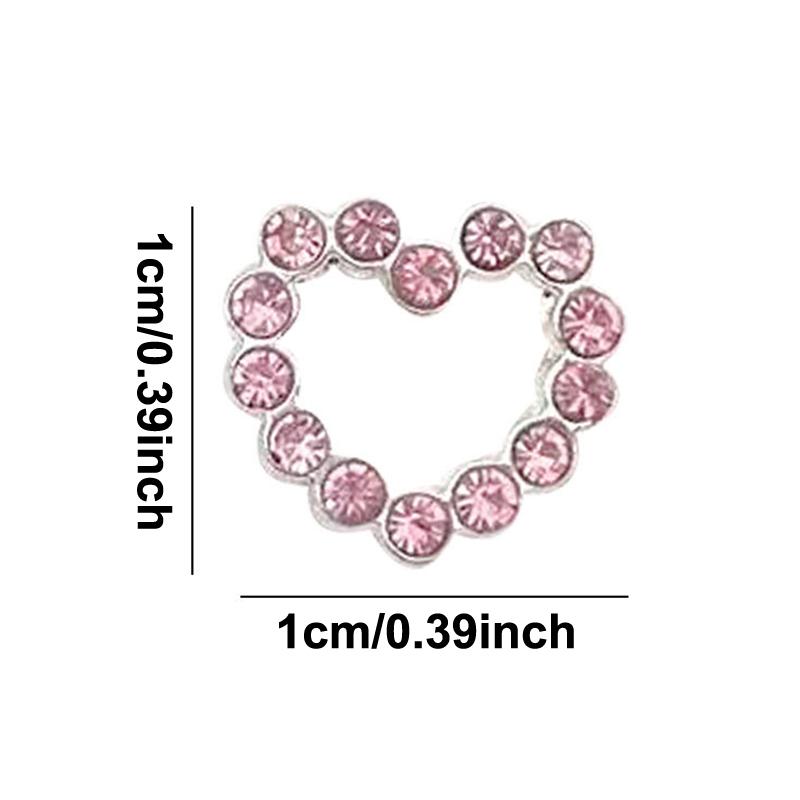 2Pcs 3D Loving Heart Shaped Nail Art Rhinestone Gems Charms Luxury Diamond Alloy Glitter Hearts Jewelry Nail Supplies Accessory