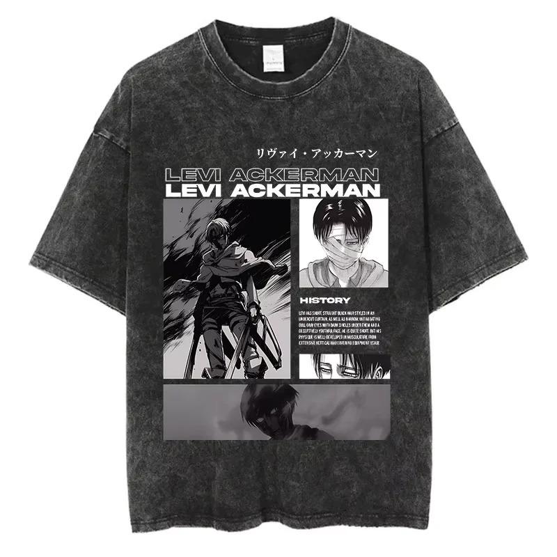 Hotblood Anima Attack on Titan Graphic Print TShirt Men Women Harajuku Vintage Washed Cotton Solf Summer New Tee Oversized Top