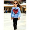 Girls' Love Slogan Print Casual Comfortable Soft Loose Pullover Sweatshirt and Leggings 2-Piece Set, New Autumn/Winter, Playful, Sweet and Cool Style