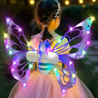Elektrická Motýlí Křídla Pohyblivá Vílí Křídla se Světlem Pohádková Křídla pro Děti Narozeniny Vánoce Cosplay Oblečení Anděl Dívky Hračka