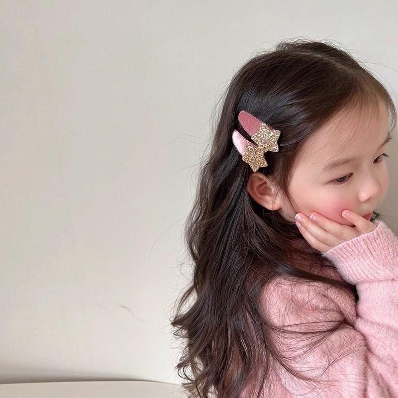 1 Pair Korean Style Glitter Star Hair Clips for Baby Girls Infant Soft BB Barrettes Children Hair Accessories Headwear