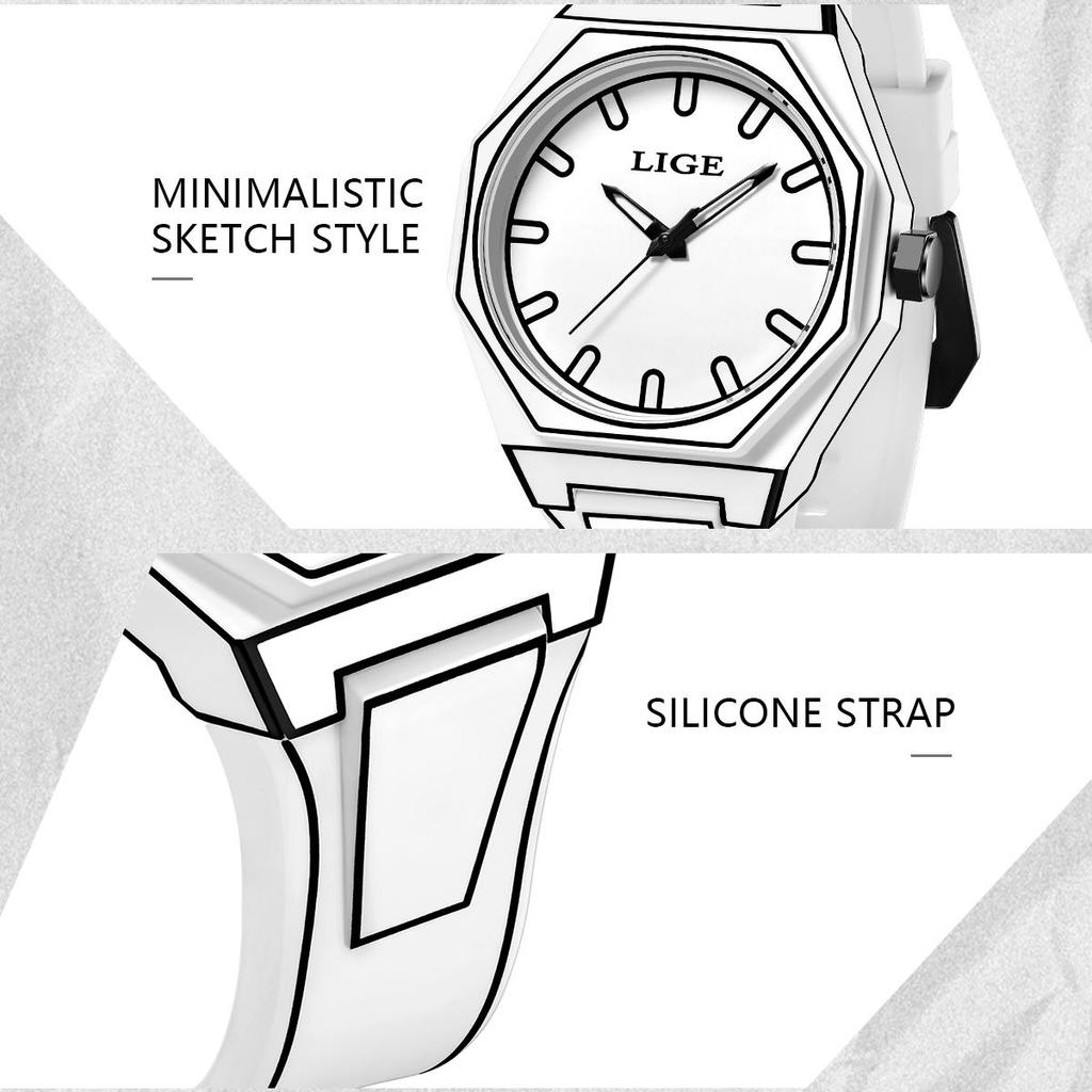 LIGE New Creative Men Watch Fashion Casual Unique Design Waterproof Men's Quartz Watch