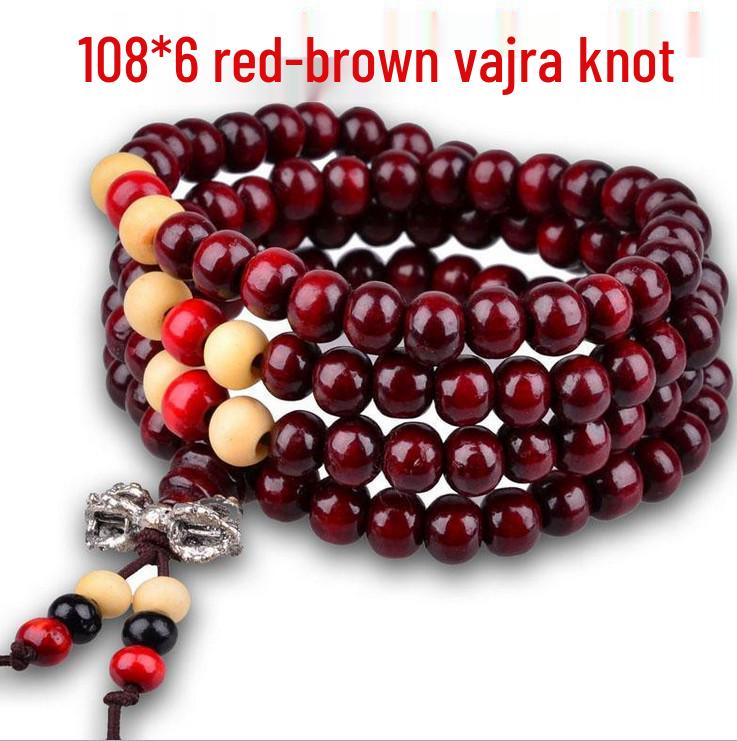 108 Sandalwood Buddhist Beads Bracelet - Fashionable Three-Round Design for Women