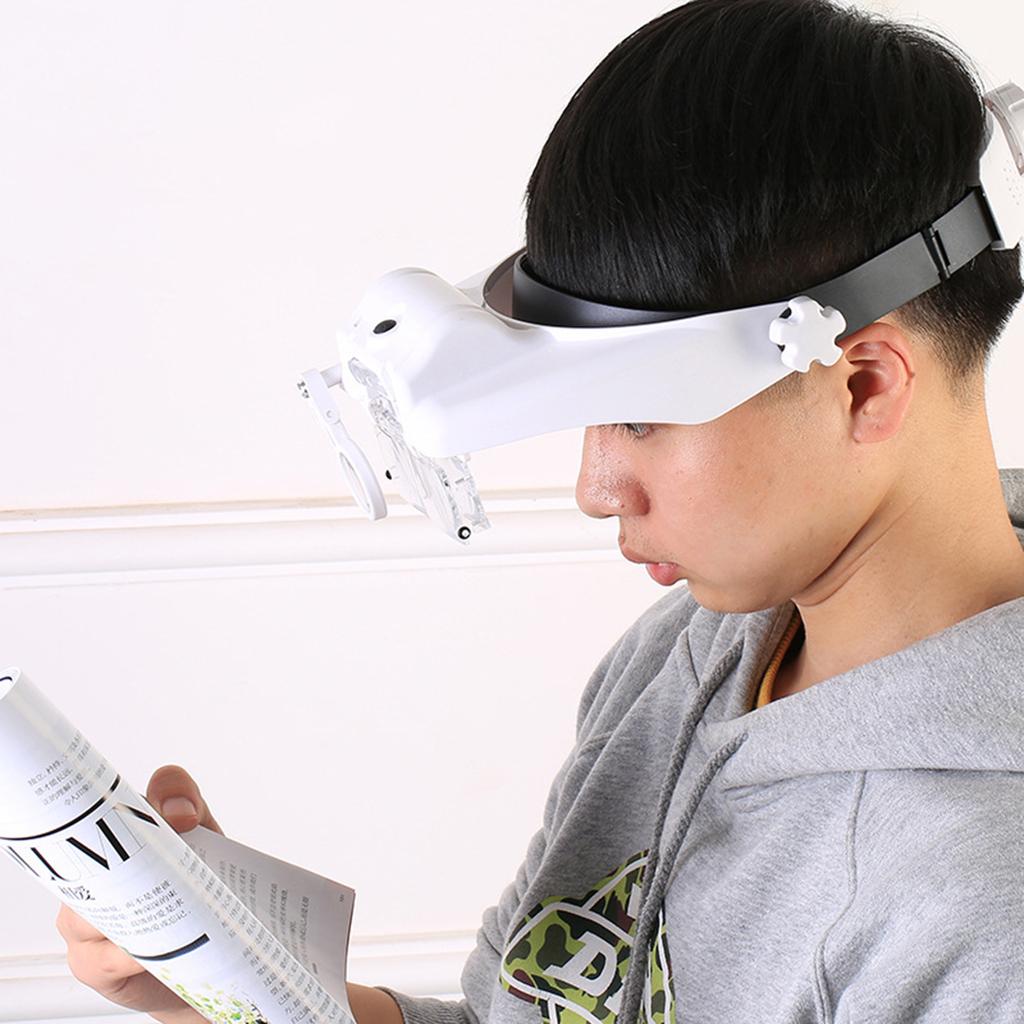 LED Head Magnifier,Hands Free Headband Magnifying Glasses with 3 Led,Professional Jeweler Loupe