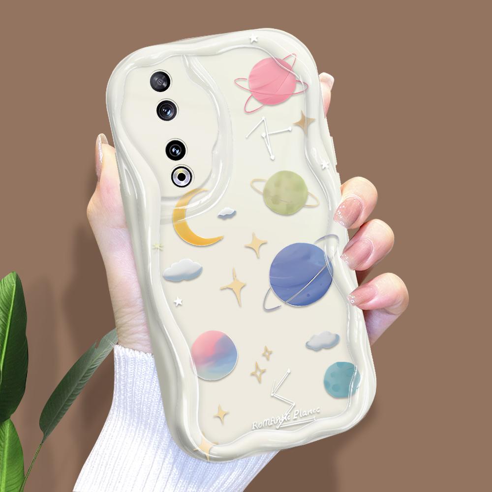 

Милый мультяшный узор, кремовая текстура, мягкий силиконовый чехол с волнистыми краями, чехол для телефона для Huawei Honor Infinix Tecno iPhone Tecno Camon 30 Premier белый