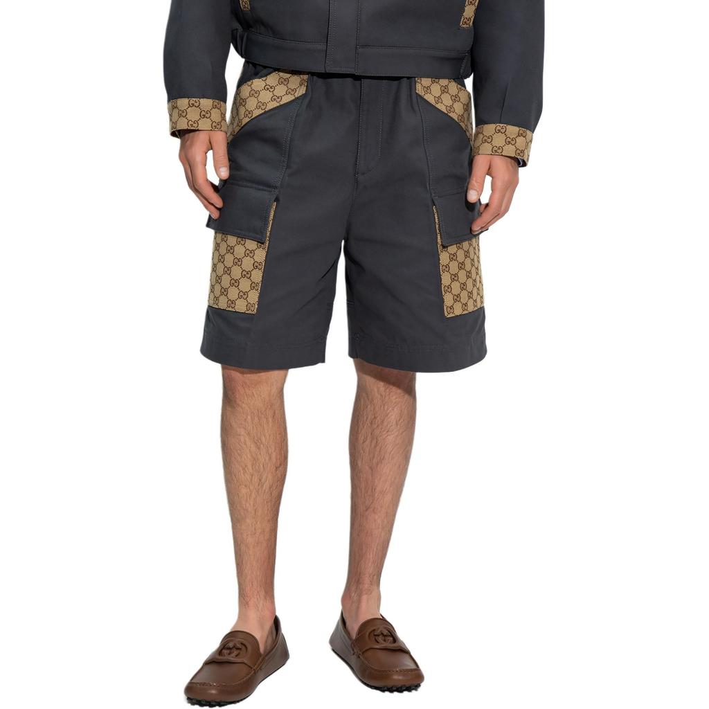Gucci Cotton Canvas Bermuda GG Insert Shorts 'Dark Grey' Men's 742850-XDCEY-1168