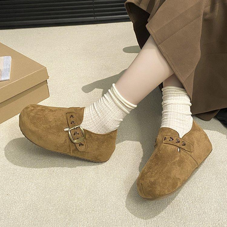Γυναικεία Loafers 2026 Φθινόπωρο Χειμώνας Νέα Μόδα Λουράκι με Αγκράφα Εσωτερικό Αυξημένο Ύψος Casual Παπούτσια Εξωτερικού Χώρου Αντιολισθητικά Vintage Μπαλαρίνες