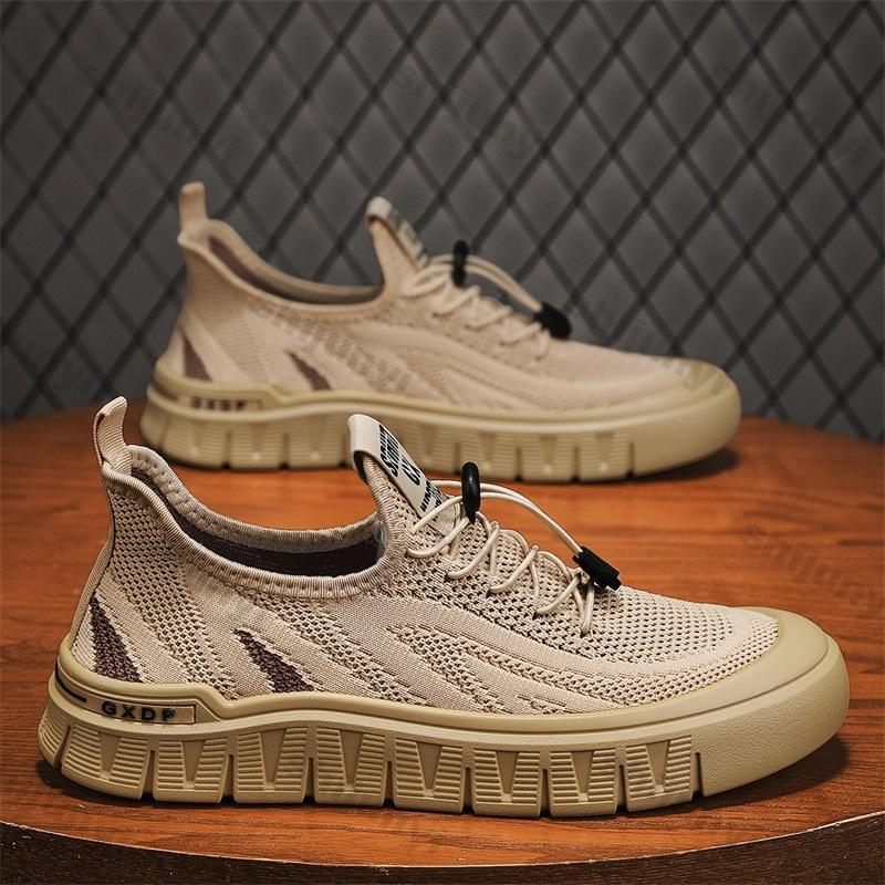 Fashion Men Shoes 2025 Summer New Breathable Fly Weave Mesh Elastic Band Casual Shoes Outdoor Comfortable Non Slip Sewing Running Shoes