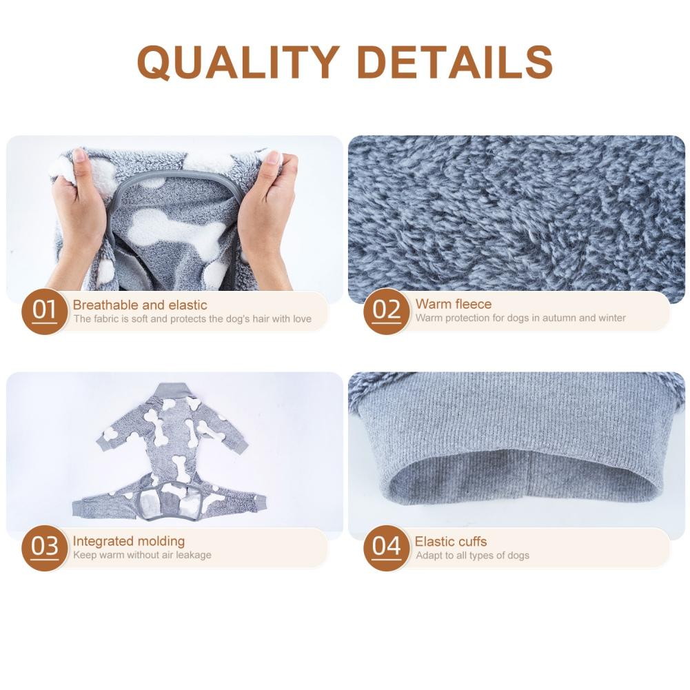 Flannel Dog Pajamas Jumpsuit Four Legs Dogs Pajamas For Medium Large Dogs Bone Moon Pattern Warm Jumpsuits Coat Dog Clothes