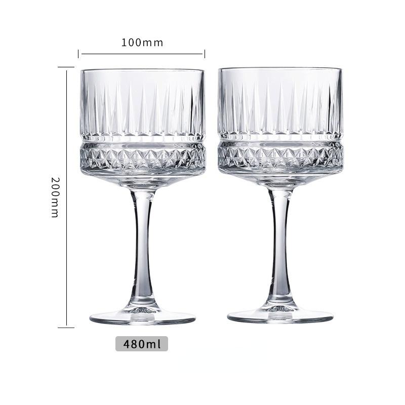 2 Pcs Carved Martini Glasses Cocktail Goblet Old-fashioned Party Glassware Wine Drink Cup Ancient Wedding Champagne Coupes Glass