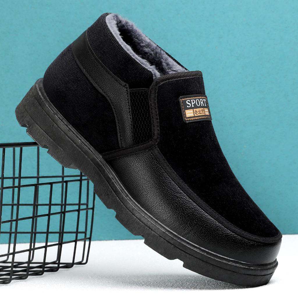 Cotton Shoes Men's New Winter Boots TEMU Piled Thickened Elderly Shoes Cold-proof and Warm Men's Boots Thick-soled Comfortable Cotton Boots