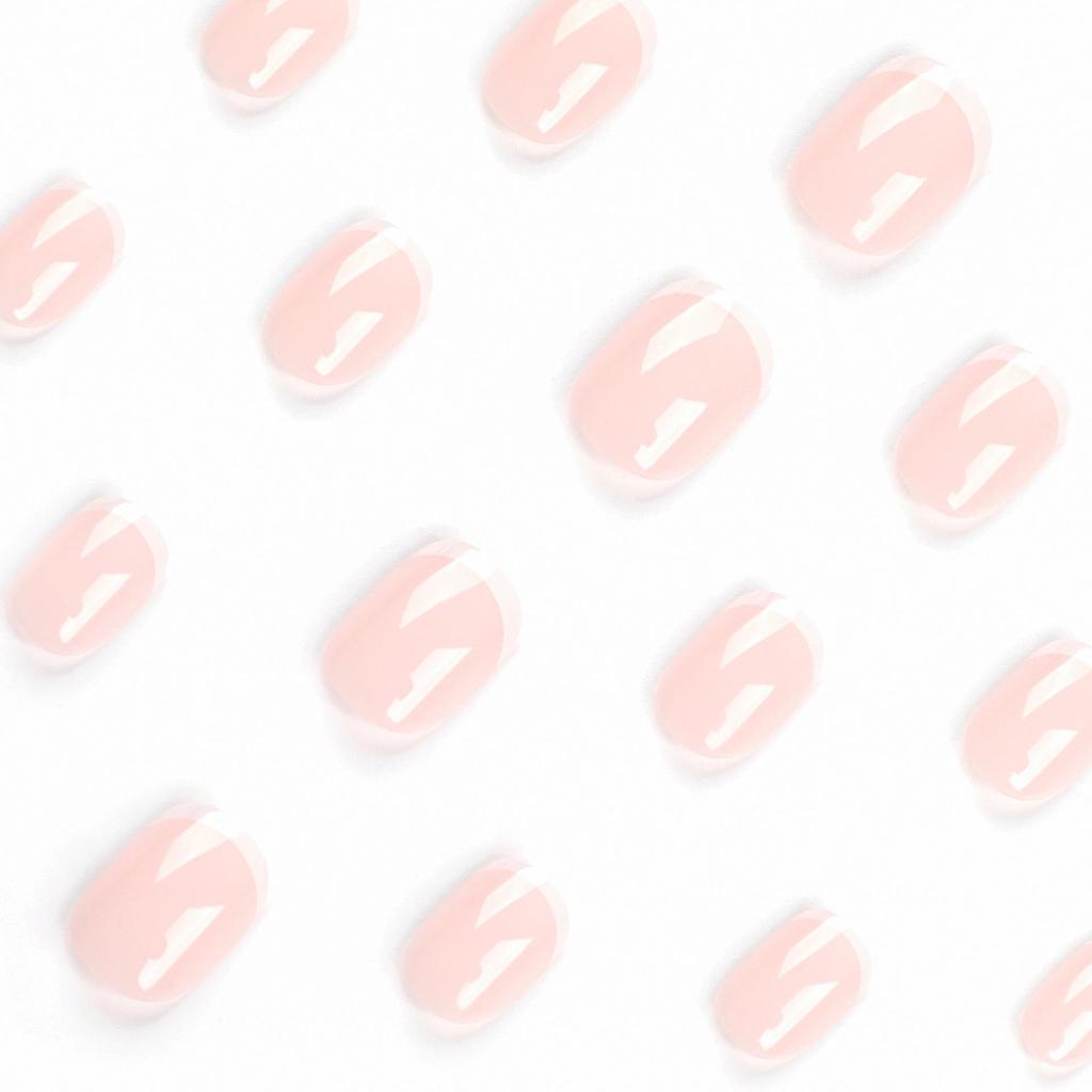 French White Nude Short Press-On Manicure Nail Stickers