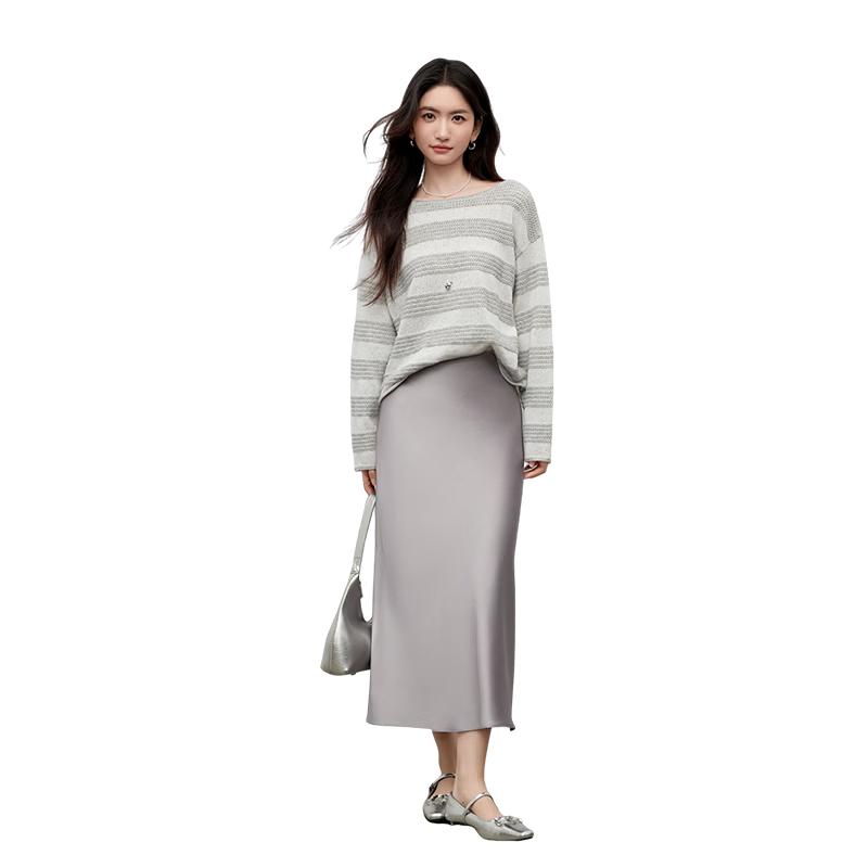 Women s Acetate Satin A-line Midi Skirt S
