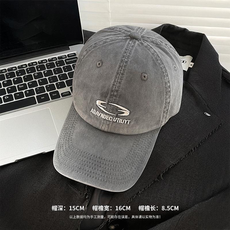 Letter Embroidery Red Soft Top Baseball Cap Women's Wide Brim Big Face Small Face Hat Big Head Circumference Peaked Cap