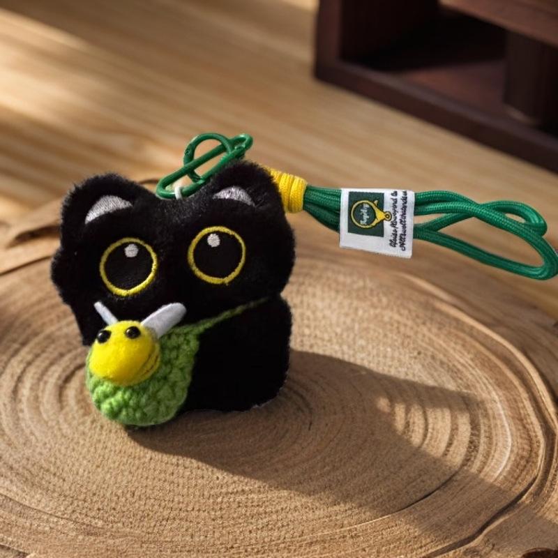 Super Cute Little Black Cat Pendant Personality Cute Plush Doll Hand-woven Lanyard Multi-color Gift for Good Friends