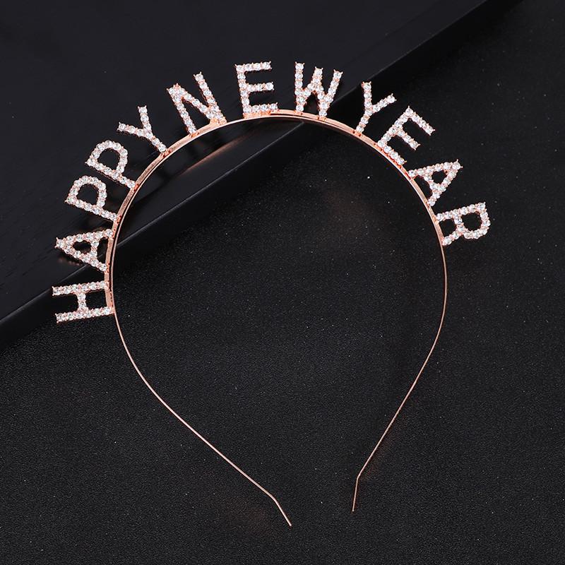 Fashionable Rhinestone Happy New Year Headband – Stylish Party Hair Accessory