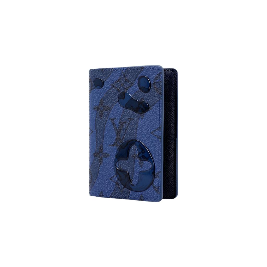 Louis Vuitton Pocket Organizer Vintage Monogram Flip Closure Canvas Leather Card Holder Wallet Men Wallets Dark-Blue M82308