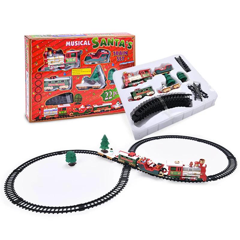 Christmas Electronic Music Electric Train Toys Children's Electric Railway Track Train Set Racing Road Transportation Toys Gift