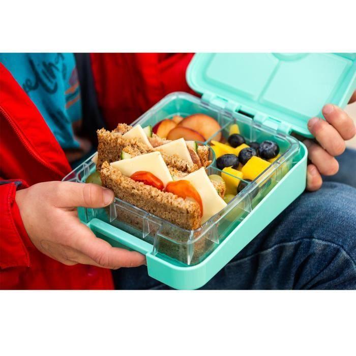 Lunch box - Klarstein - schmatzfatz easy snack - 4 compartiments - 18 x 15 x 5 cm - sans BPA - Turquoise