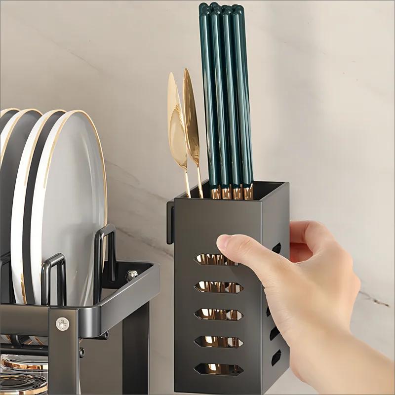 Stainless Steel Dish Drying Rack Adjustable Kitchen Plate Organizer with Drainboard Over Sink Plate Drainer Storage Organizer