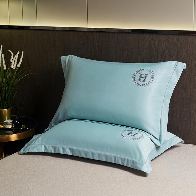 Solid Color Embroidery Washed Silk Pillowcase Four Season Universal Light Luxury Moisture Absorption Breathability Pillowcase