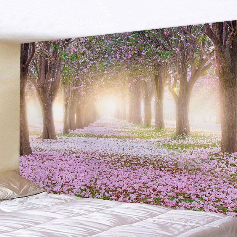 VIKAMA Japanese Cherry Blossom Tapestry Oriental Landscape Wall Hanging Decor for Bedroom Living Room Home Decor