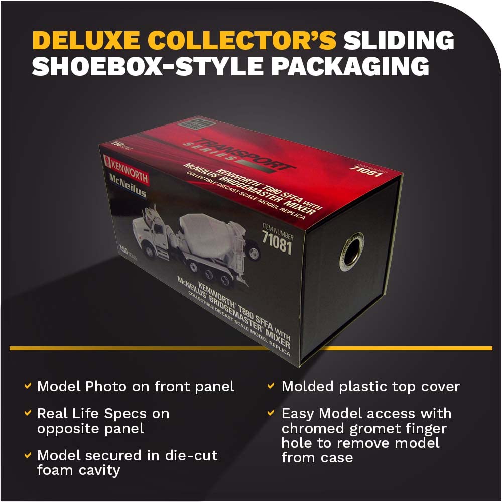 DIECAST MASTERS Kenworth T880 SBFA with McNeilus BridgeMaster Mixer White Cab 71081 -