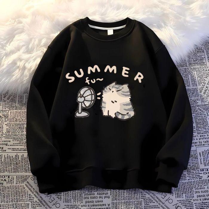 Jesień/Zima 2025 Bawełniana Bluza z Nadrukiem Kreskówkowym w Koreańskim Stylu dla Dziewczyn