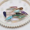 3Pcs, Faceted Natural Stone Crystal Lapis Lazuli Amethyst Gemstone Pendant, Boho Handmade Long Water Drop Charms for Jewelry Making DIY Crafts 13×35mm