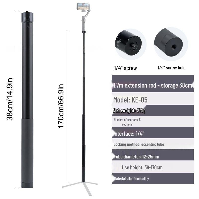 Universal Stabilizer Extension Pole: Handheld Selfie Stick & Tripod for DJI, Feiyu, Zhiyun, Action Camera Photography
