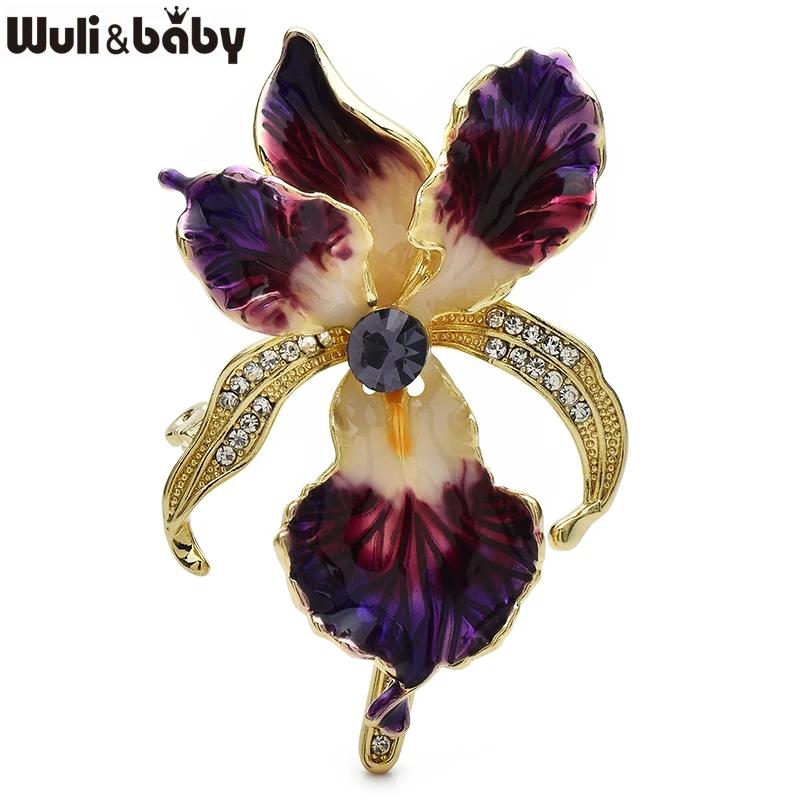 

Wuli&baby Elegant Enamel Orchid Flower Brooches Beautiful Women s Clothes Bag s Plants Brooch Pins Gifts фіолетовий