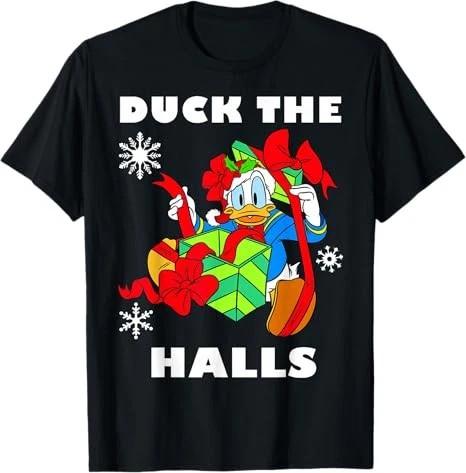 Donald Duck The Halls Christmas Portrait Tshirt Unisex S