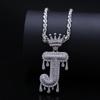 Stylish Hip Hop Zircon Crown Pendant Necklace with 26 English Letters for Women