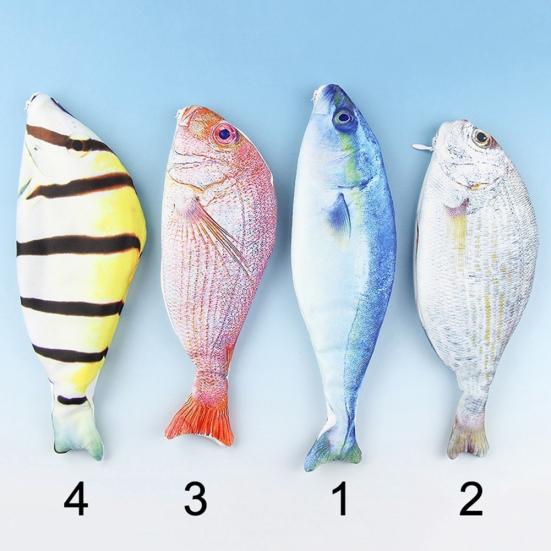 Creative Gift Fish Shape Pencil Bag Pen Case Zipper Pouch School Stationery