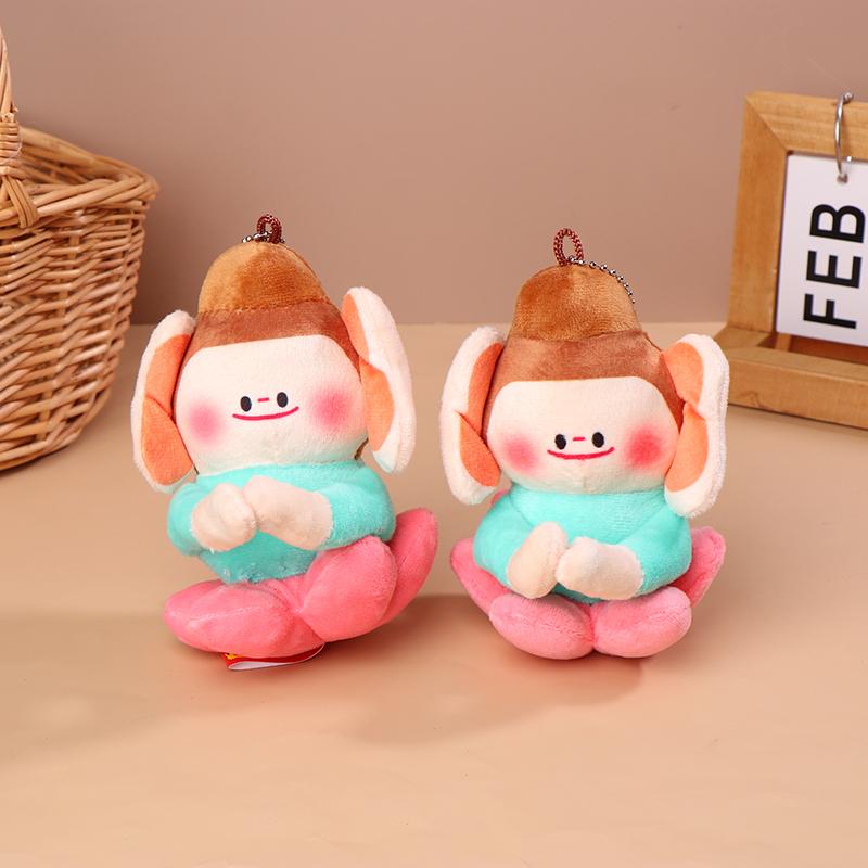 Creative Cartoon Buddha Plush Toy Soft Stuffed Doll Keyring Bag Pendant Cute Plush Dolls Keychain Car Key Decoration