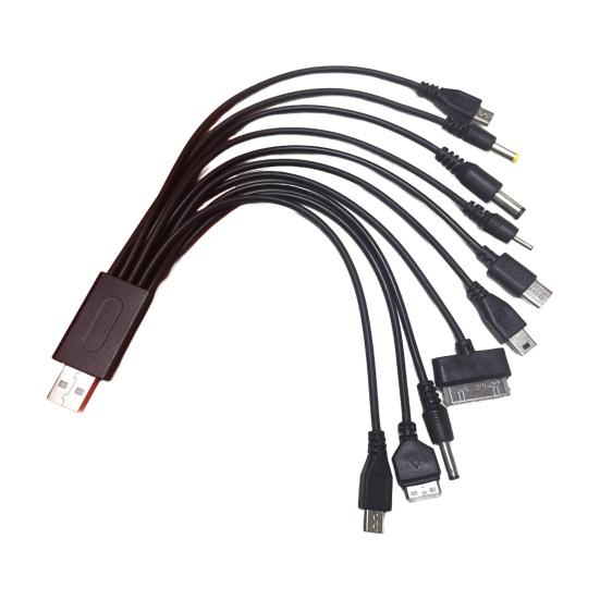 10-in-1 Multi-Device Charging Cable 23cm PVC Tangle-Free Cord Universal High Toughness Data Cable for Most Phone