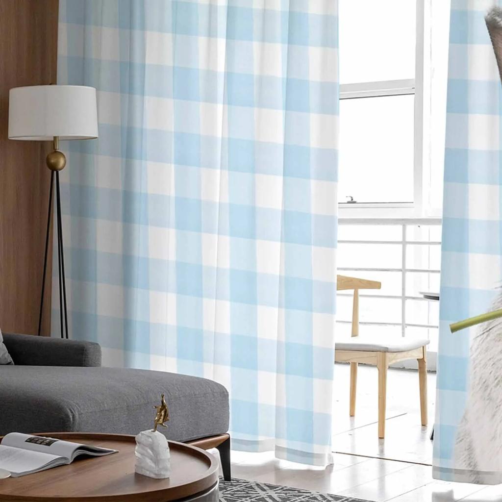 Easter Bunny Plaid Tulips Sheer Curtains For Living Room Kitchen Window Curtains Bedroom Tulle Voile Curtains