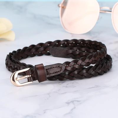 Fine Belt Women'S Leather Simple Decorative Small Belt Dress Sweater Belt First Layer Cowhide Weaving